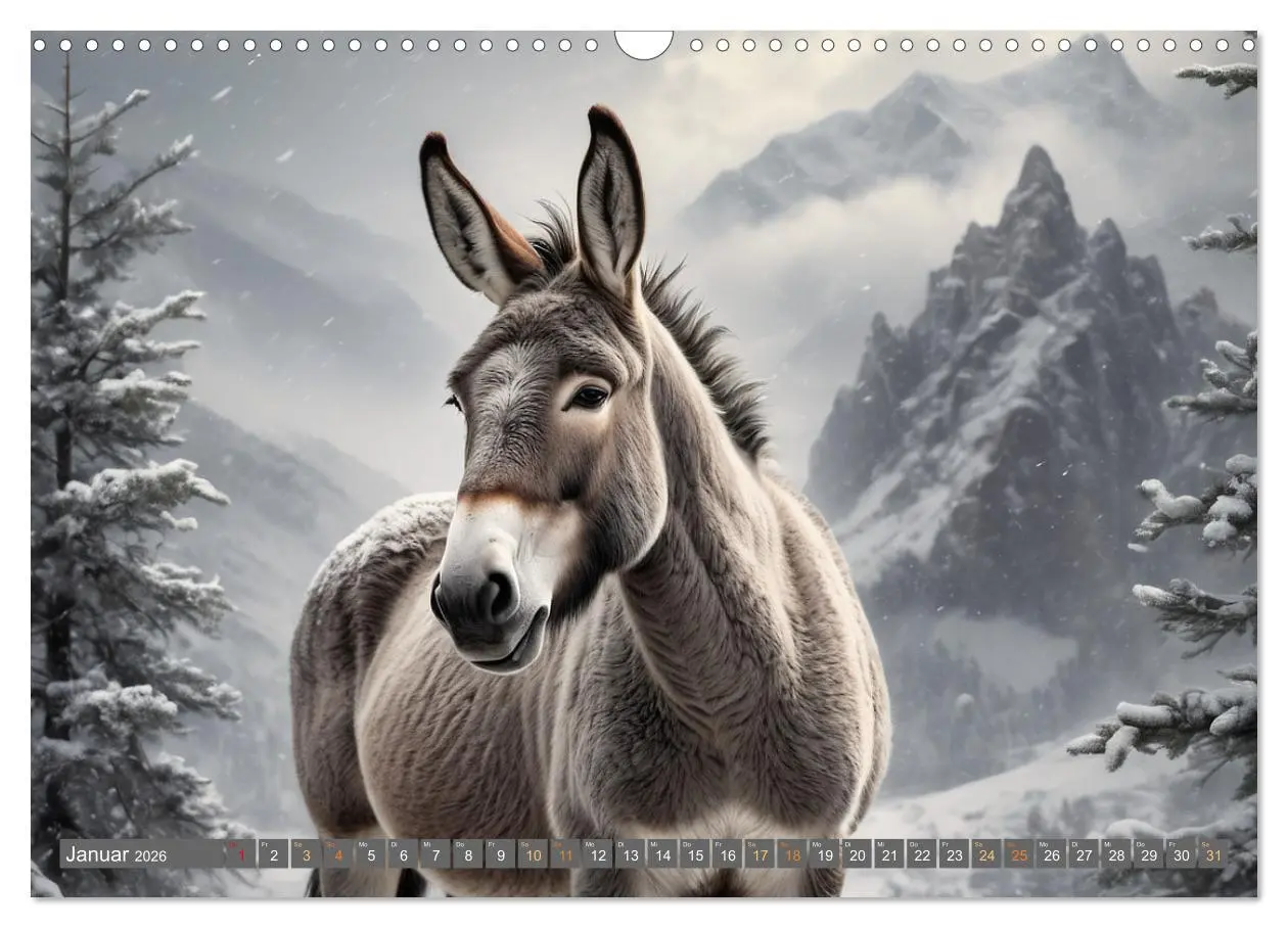 Bild: 9783457355466 | Eselträume (Wandkalender 2026 DIN A3 quer), CALVENDO Monatskalender